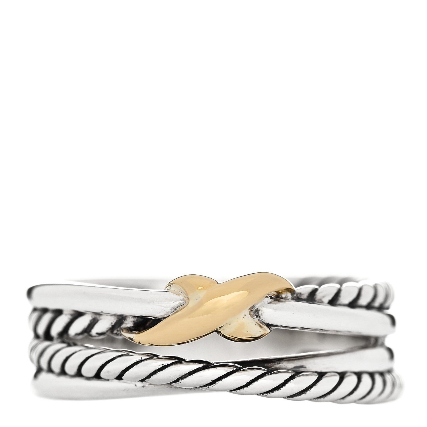 David Yurman Sterling Silver 18K Yellow Gold 6mm X Crossover Ring 54 7 1 of 5