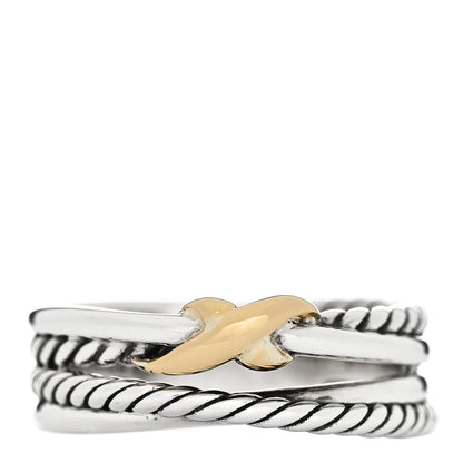 David Yurman Sterling Silver 18K Yellow Gold 6mm X Crossover Ring 54 7 1 of 5