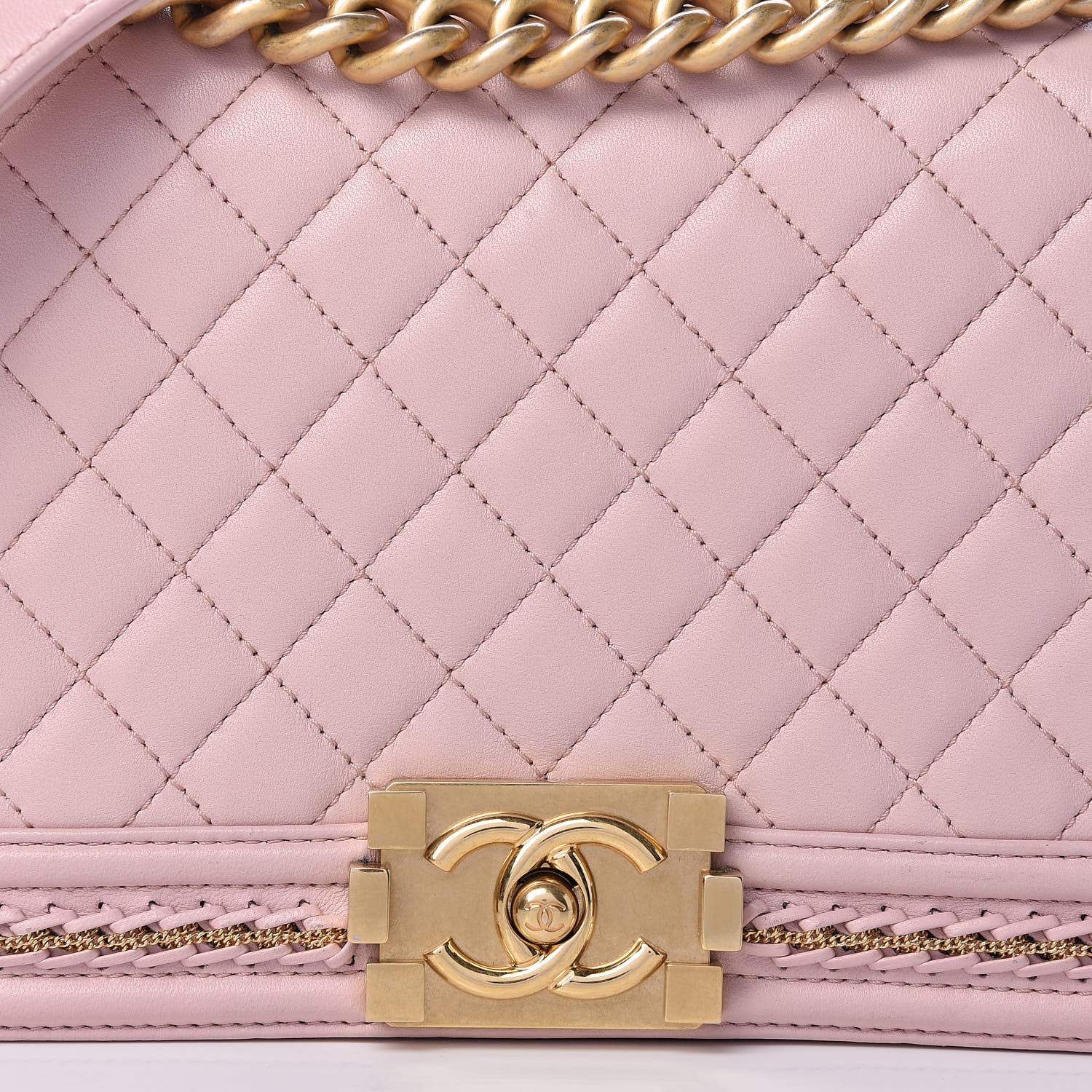 Chanel Lambskin Quilted Medium Chain Detail Boy Flap Light Pink 8 of 19