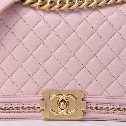 Chanel Lambskin Quilted Medium Chain Detail Boy Flap Light Pink 8 of 19