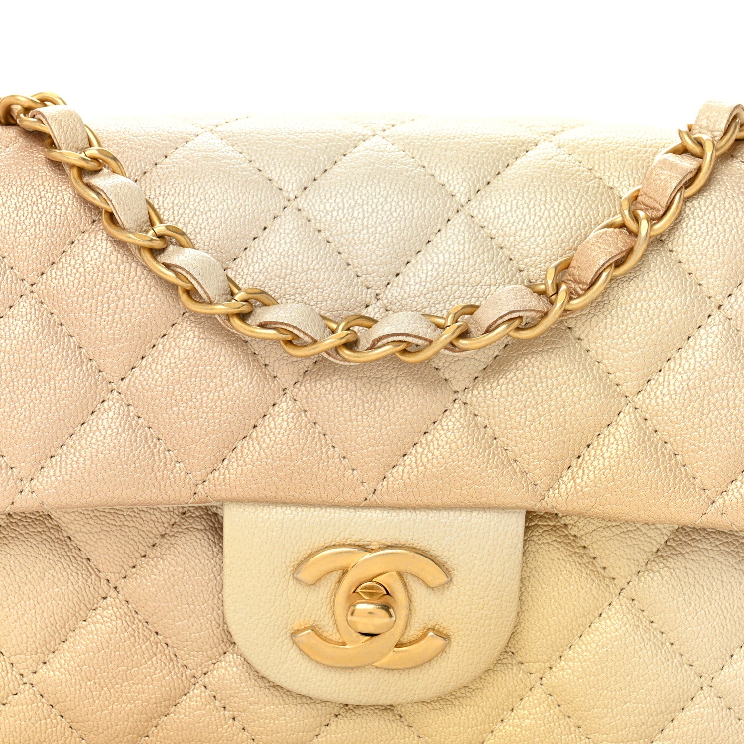 Chanel Metallic Goatskin Quilted Mini Rectangular Flap Gold 8 of 11