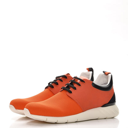Louis Vuitton Rubber Mesh Suede Damier Fastlane Low Sneakers 9.5 Orange 3 of 10