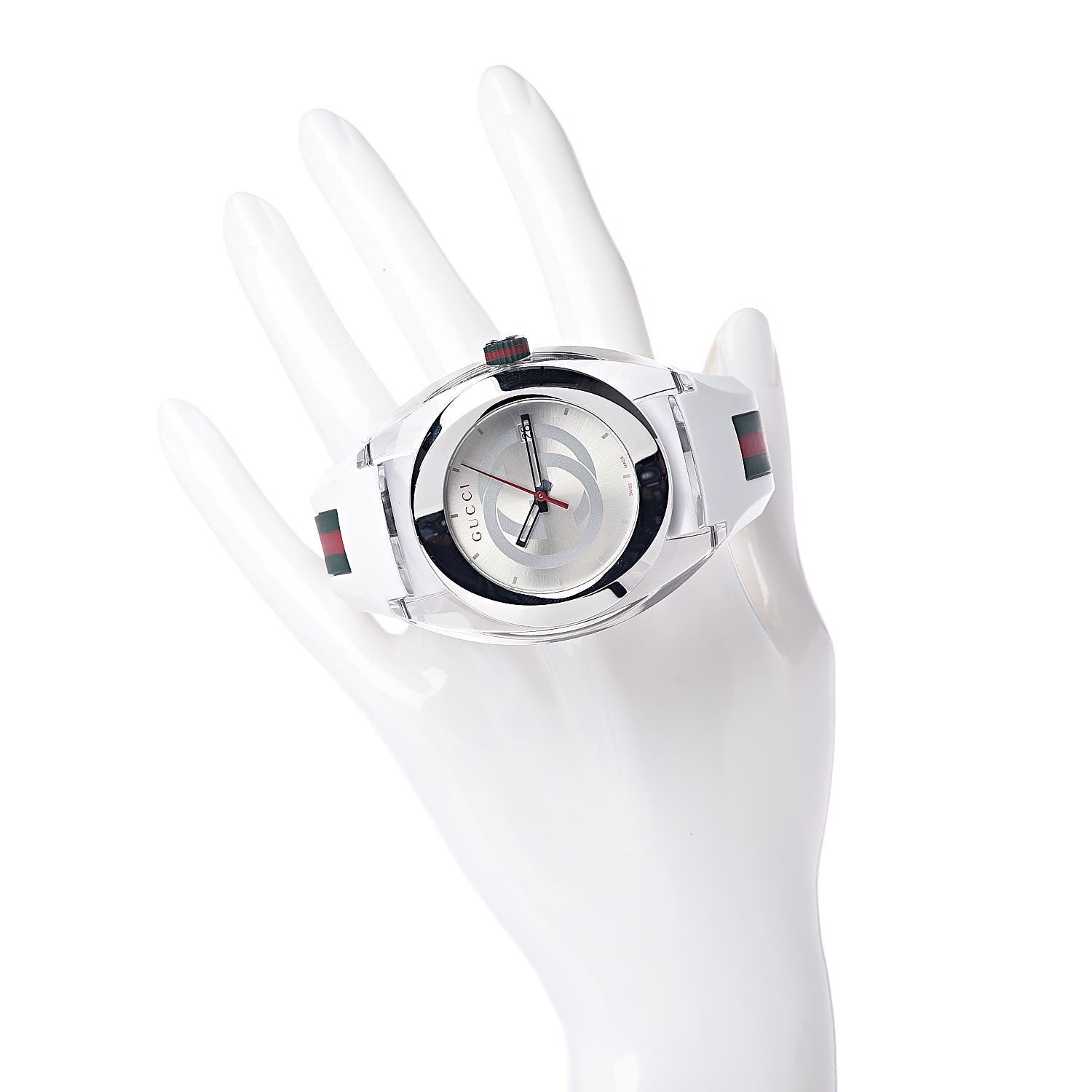 Gucci Stainless Steel Rubber 46mm Sync Web Quartz Watch White 2 of 5