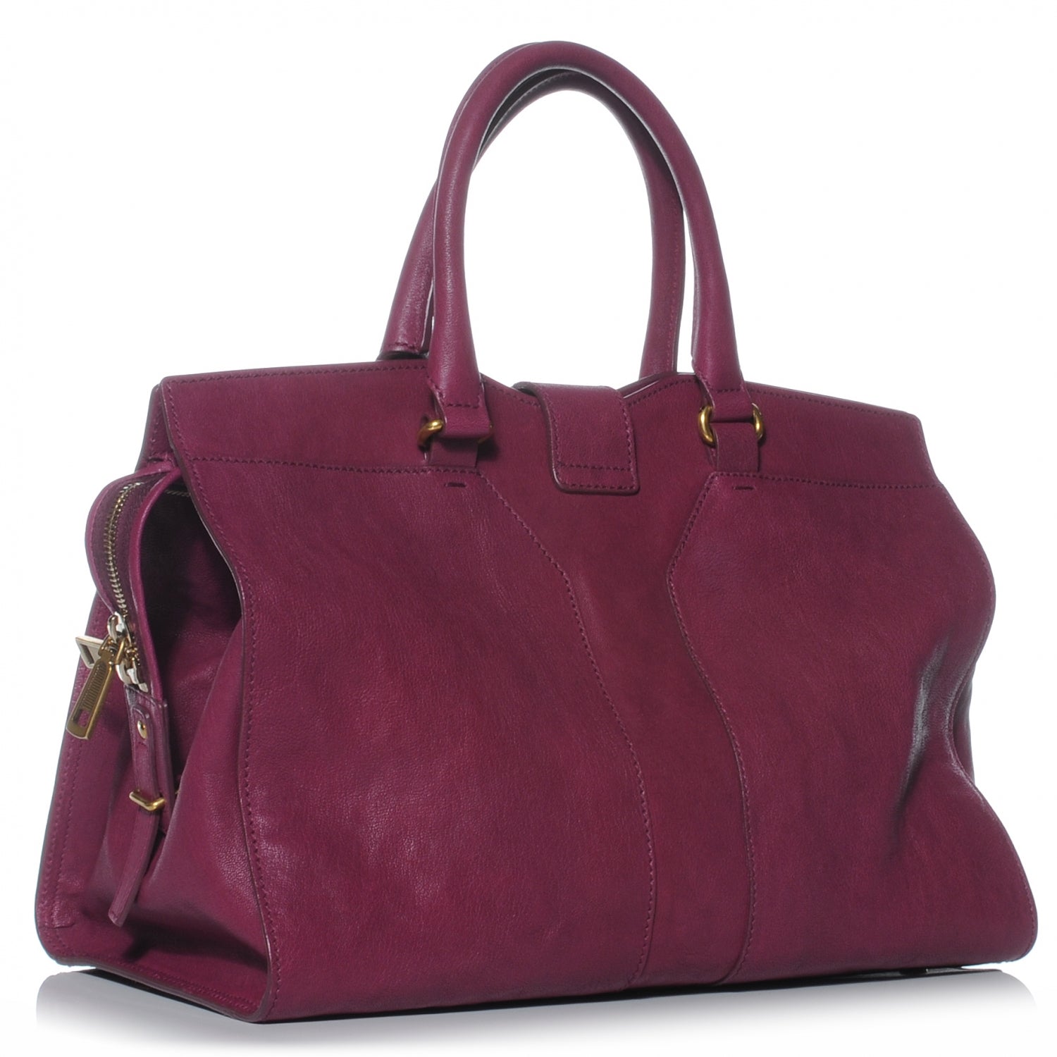 Saint Laurent Leather Medium Cabas Chyc Black Cherry 3 of 7