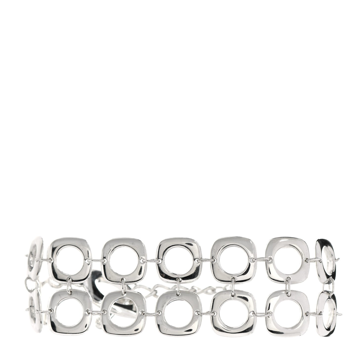 Sterling Silver Double Cushion Square Link Toggle Bracelet