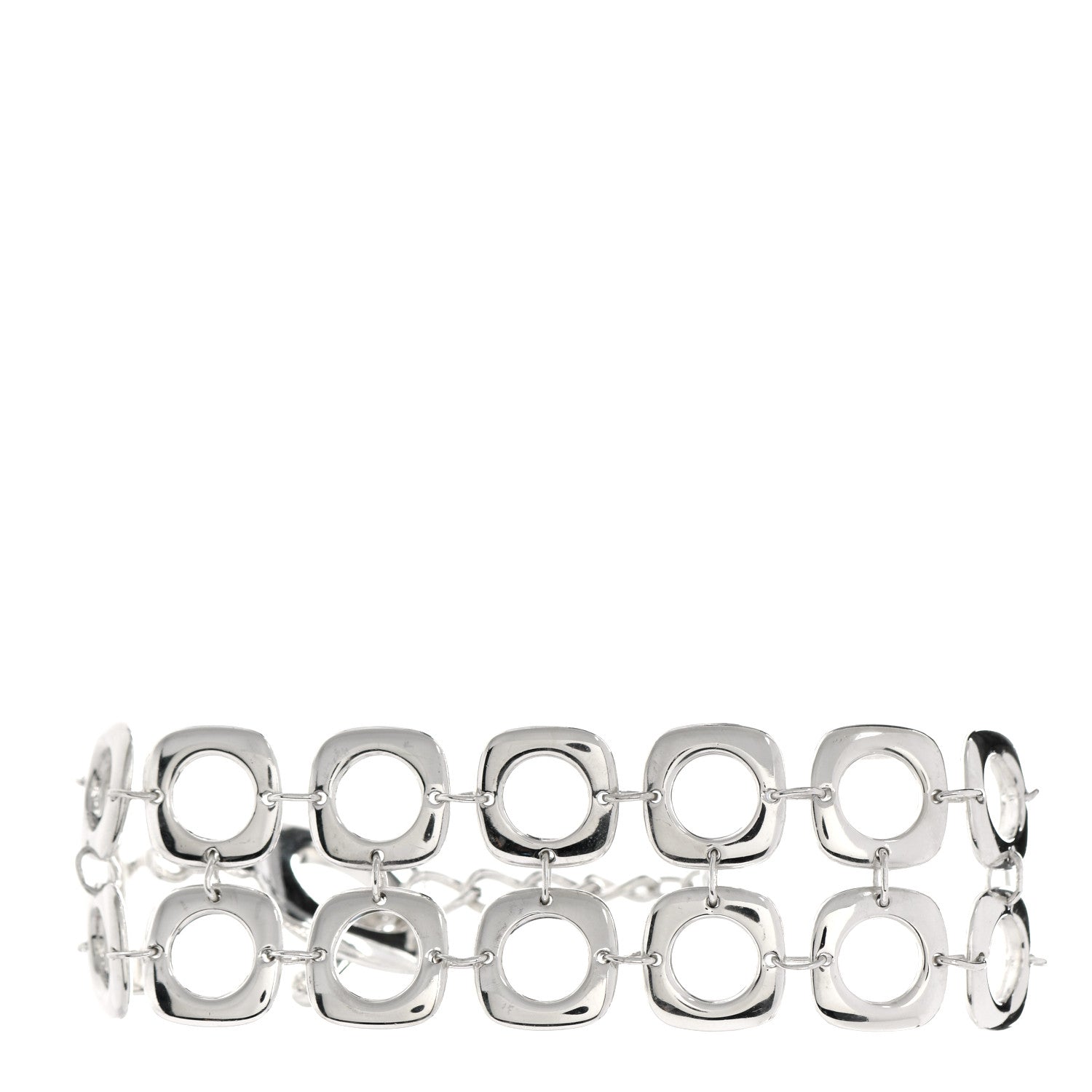 Tiffany Sterling Silver Double Cushion Square Link Toggle Bracelet 1 of 4