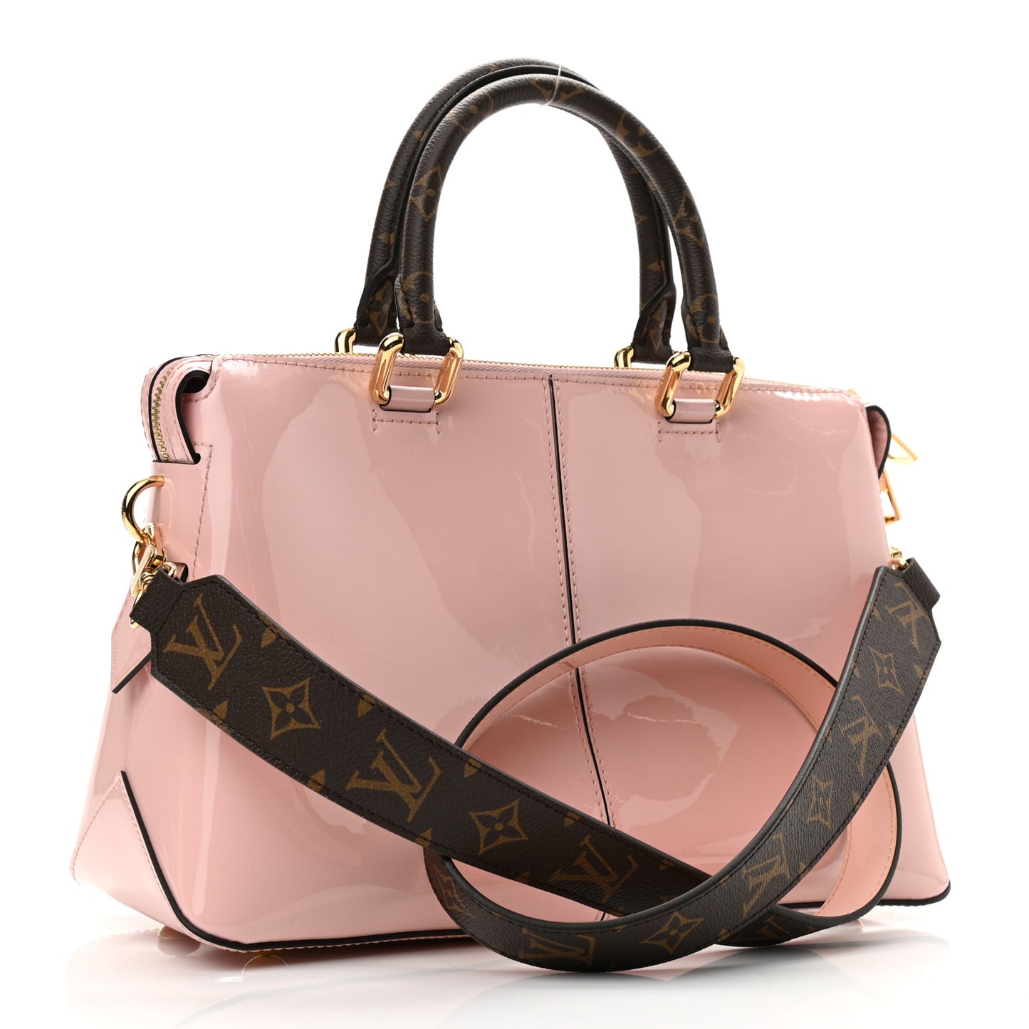 Patent Calfskin Miroir Tote Rose Ballerine