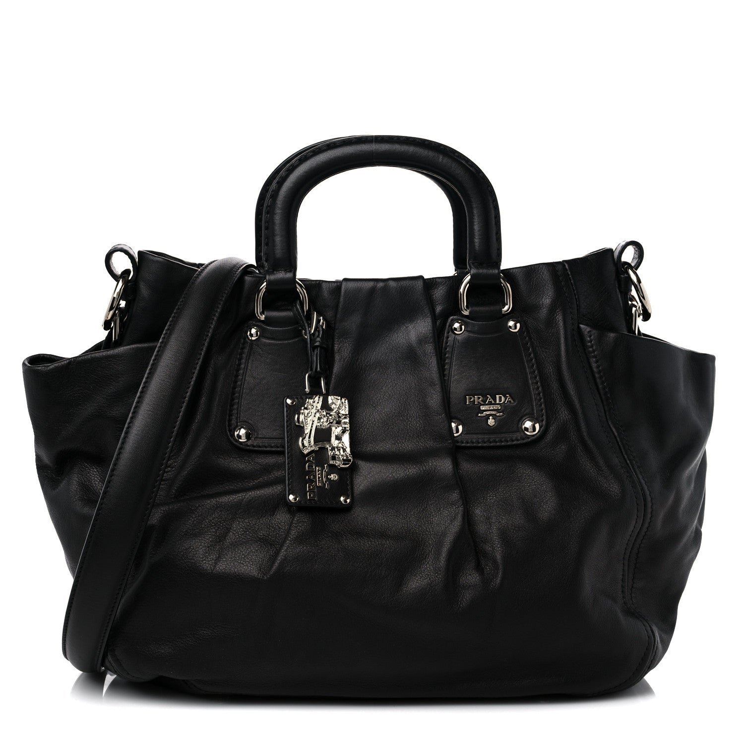 Prada Soft Calf Satchel Black 1 of 8