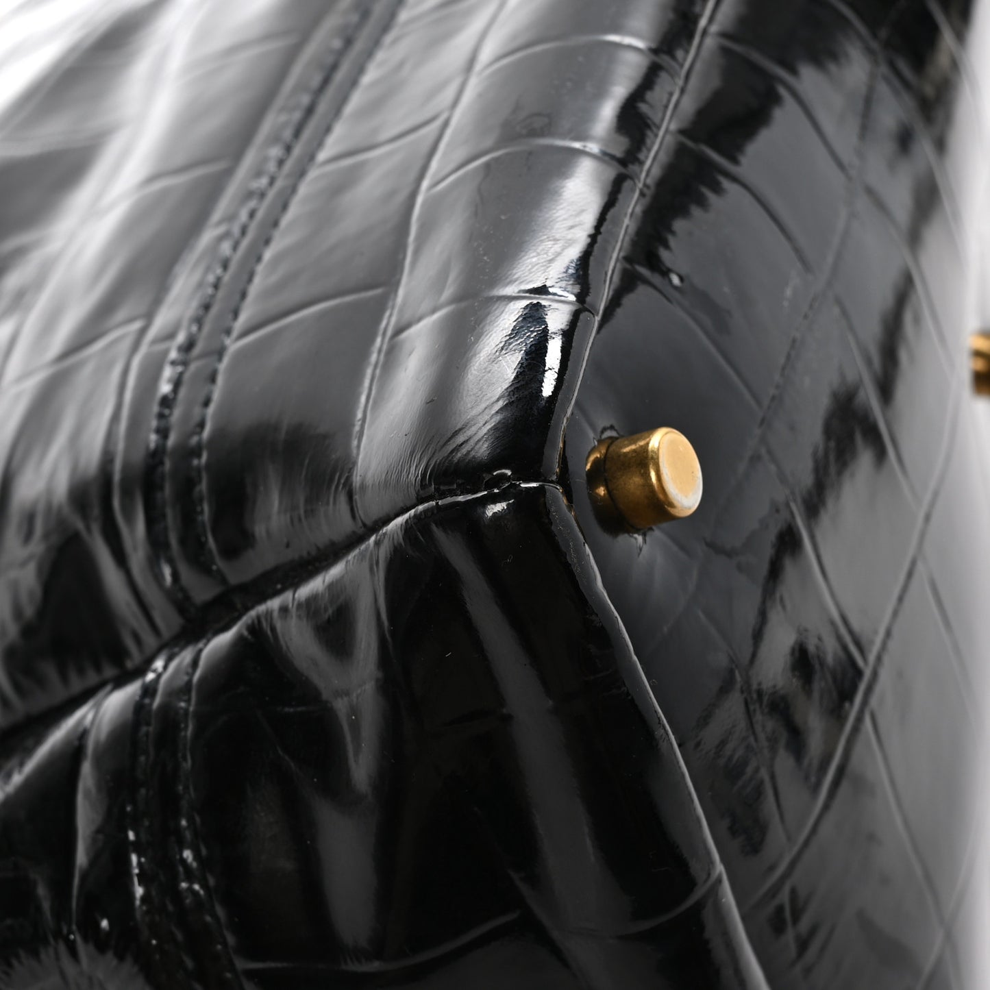 Patent Croc Overseas Tote Black