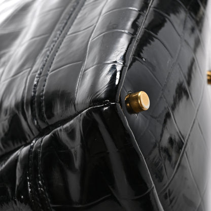 Saint Laurent Patent Croc Overseas Tote Black 12 of 13