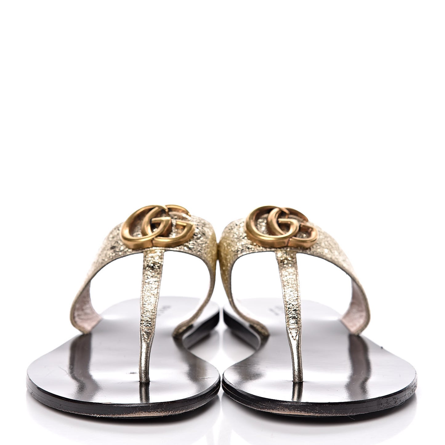 Nappa Silk Galassia GG Marmont Thong Flat Sandals 37 Platino