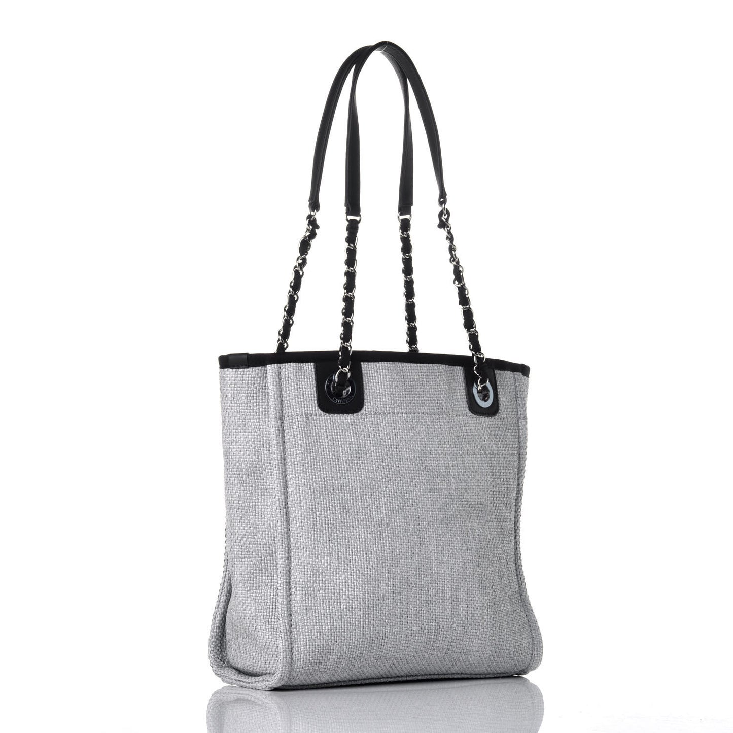Woven Straw Raffia Mini Deauville Tote Grey