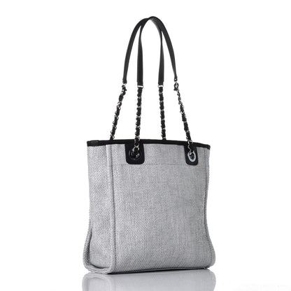 Chanel Woven Straw Raffia Mini Deauville Tote Grey 3 of 9