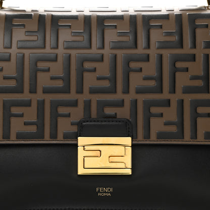 Fendi Vitello Liberty Bi-Color FF 1974 Embossed Kan U Shoulder Bag Black Maya 8 of 10