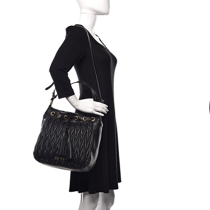 Miu Miu Nappa Matelasse Bucket Bag Black 2 of 9