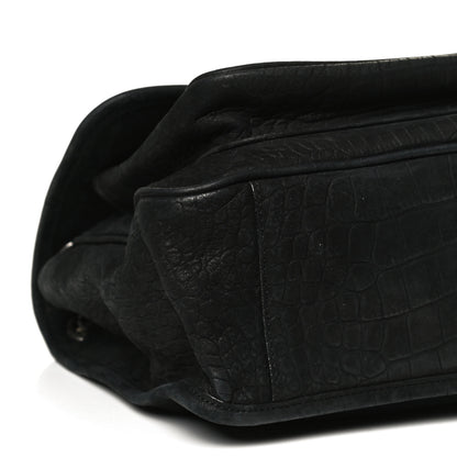 Saint Laurent Nubuck Crocodile Embossed Monogram Medium Niki Chain Satchel Black 9 of 10
