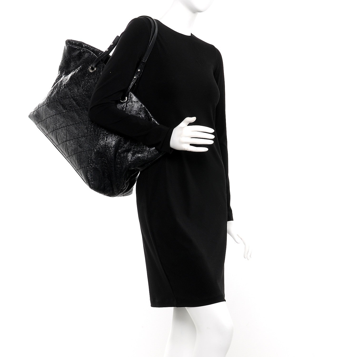 Chanel Glazed Calfskin XL On The Road Tote Black 2 of 7