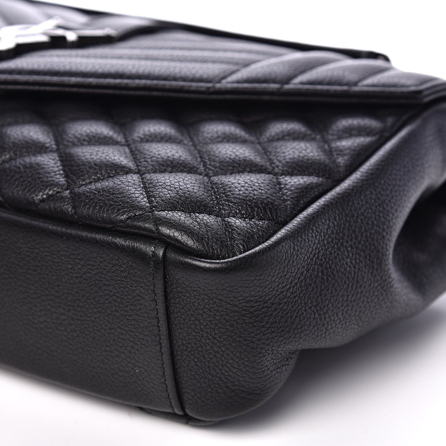 Saint Laurent Grained Calfskin Tri-Quilt Monogram Medium College Bag Black 8 of 9