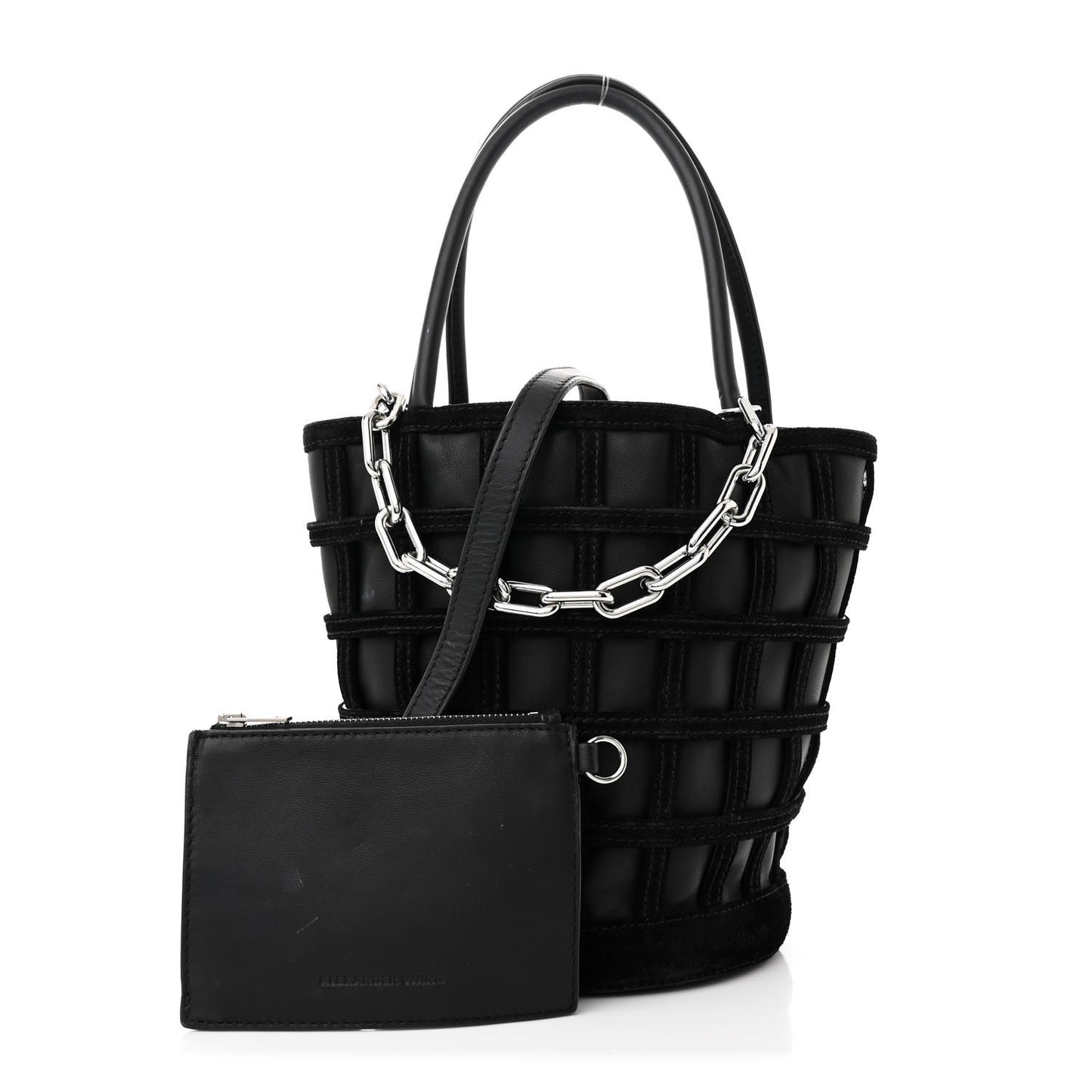Suede Calfskin Roxy Mini Bucket Bag Black