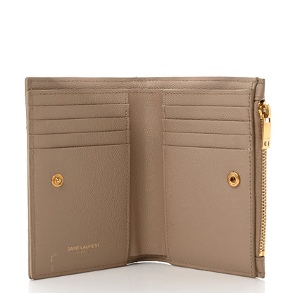 Saint Laurent Grain De Poudre Matelasse Chevron Monogram Zipped Card Case Nude Powder 5 of 8