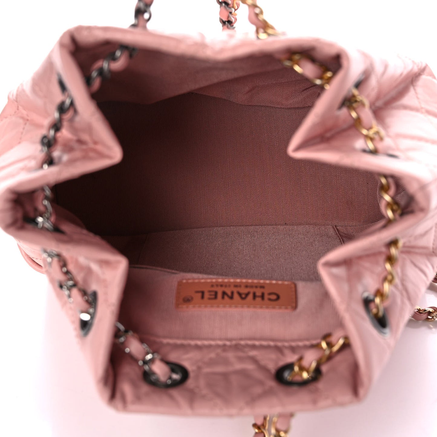 Aged Calfskin Quilted Small Gabrielle Backpack Pink