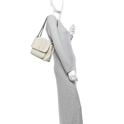 Saint Laurent Crinkled Calfskin Matelasse Monogram Medium Niki Chain Satchel Crema Soft 2 of 12