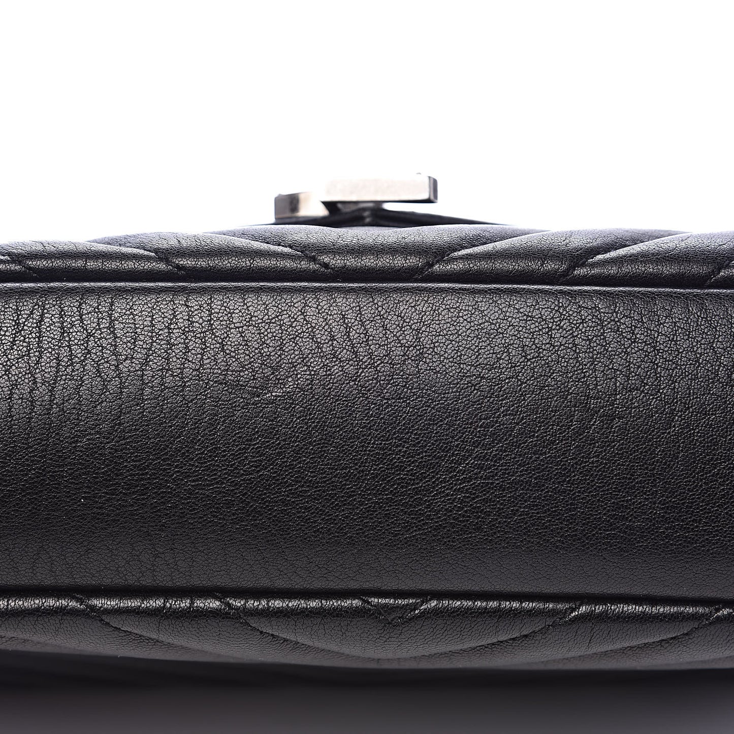 Sheepskin Matelasse Chevron Monogram Medium College Bag Black