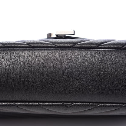 Saint Laurent Sheepskin Matelasse Chevron Monogram Medium College Bag Black 11 of 14