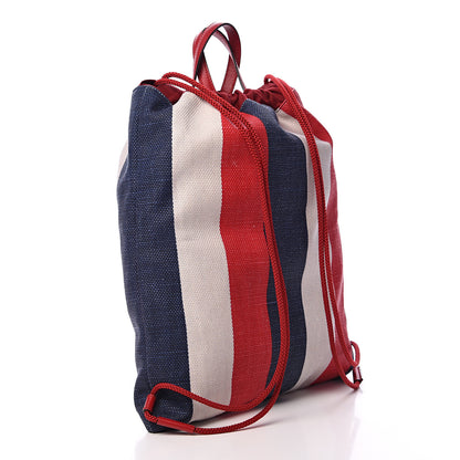 Gucci Canvas Logo Sylvie Stripe Drawstring Backpack Red 2 of 13