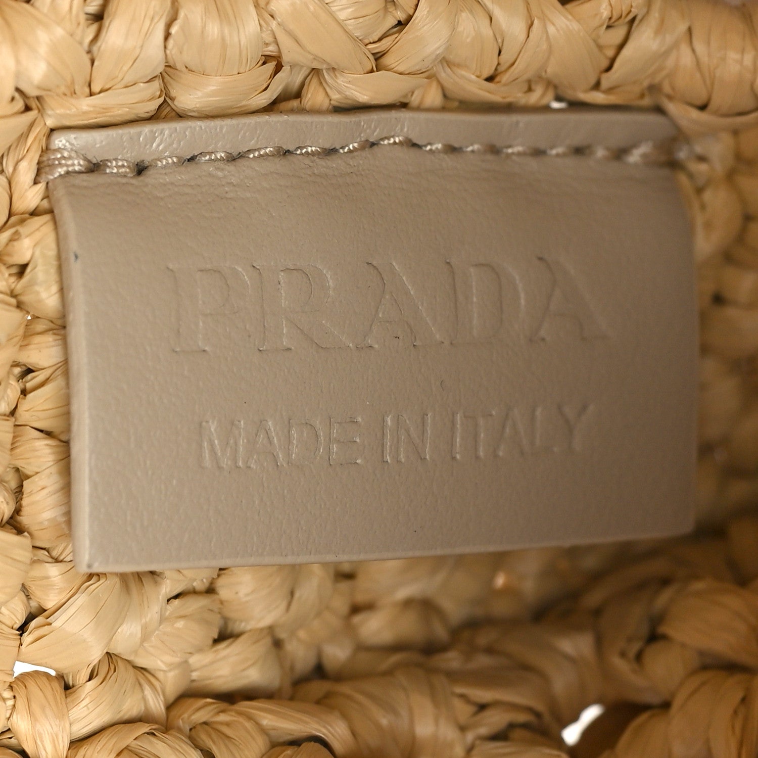 Prada Yarn Raffia Effect Crochet Logo Embroidered Tote Bag Naturale 6 of 8