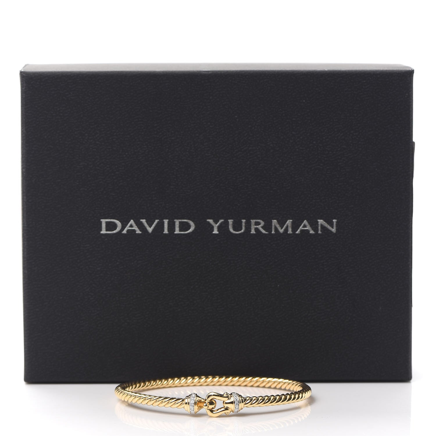 David Yurman 18K Yellow Gold Diamond 3.5mm Cable Buckle Bracelet 5 of 5