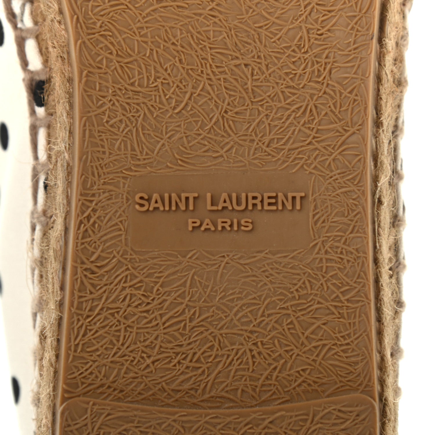 Saint Laurent Canvas Nappa Polka Dot Elba Light Logo Embroidered Espadrilles 36.5 Cream Black 6 of 9