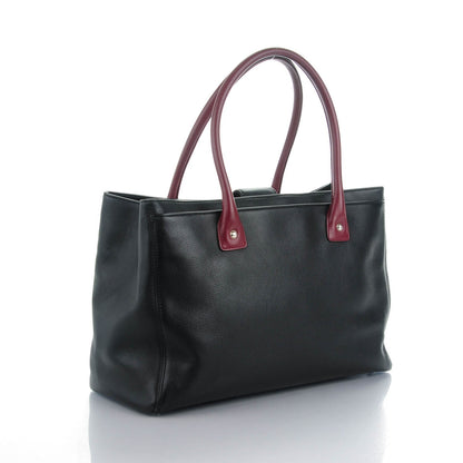Chanel Calfskin Cerf Executive Shopper Tote Burgundy Black 3 of 7