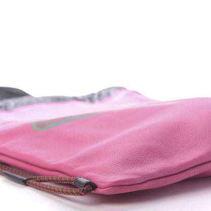 Gucci Grained Calfskin Logo Drawstring Backpack Box Pink Green Black 5 of 10