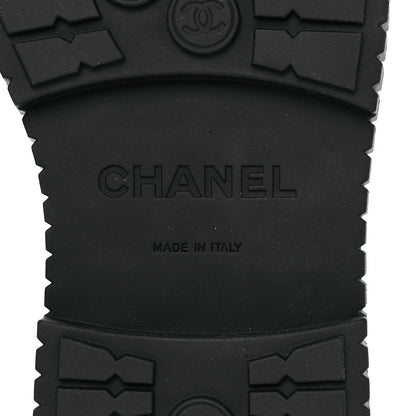 Chanel Calfskin Grosgrain Quilted Lace Up Boots 38 Black Grey 6 of 7