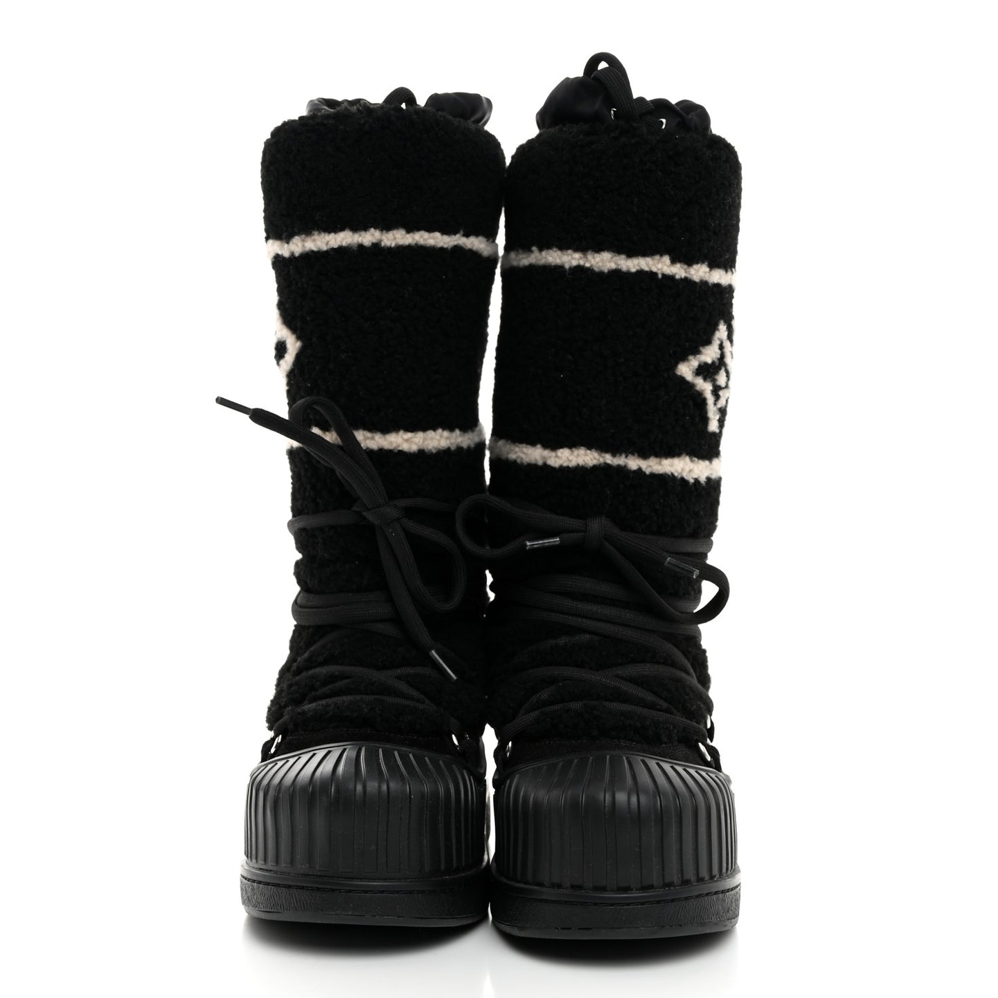 Suede Shearling Polar Flat High Boots 37 Black