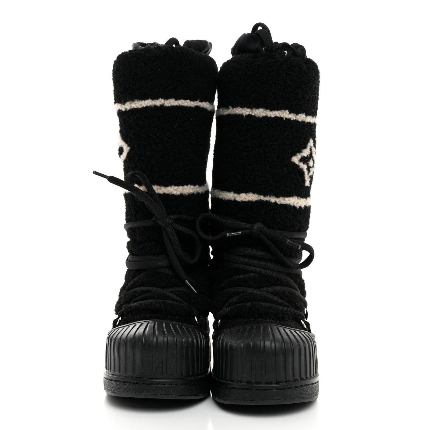 Louis Vuitton Suede Shearling Polar Flat High Boots 37 Black 2 of 8