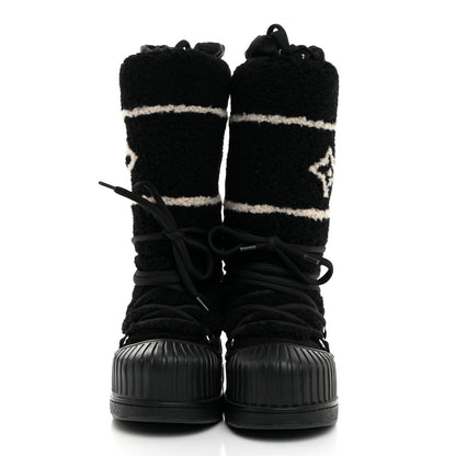 Louis Vuitton Suede Shearling Polar Flat High Boots 37 Black 2 of 8