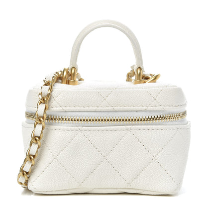 Chanel Caviar Quilted Mini Top Handle Vanity With Chain White 1 of 10