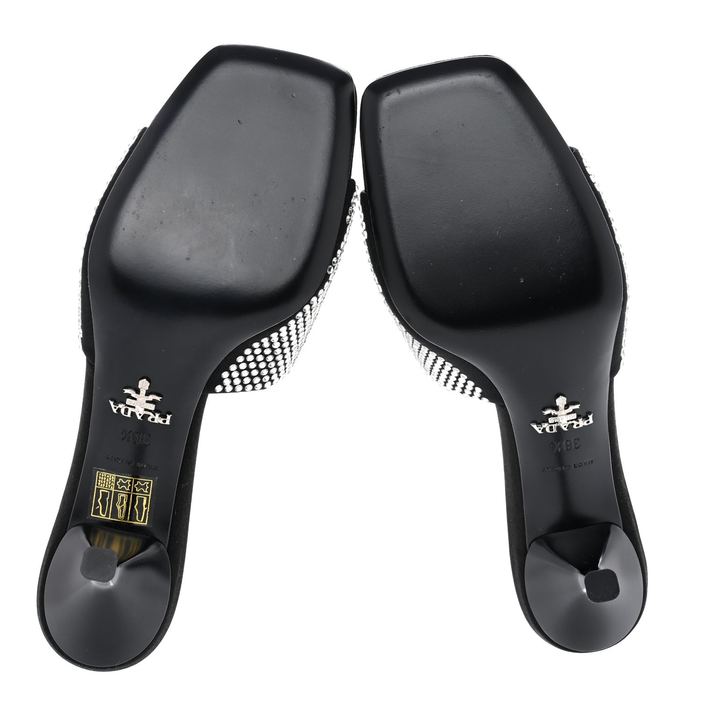 Satin Crystal Logo 65mm Slide Sandals 38.5 Cristal