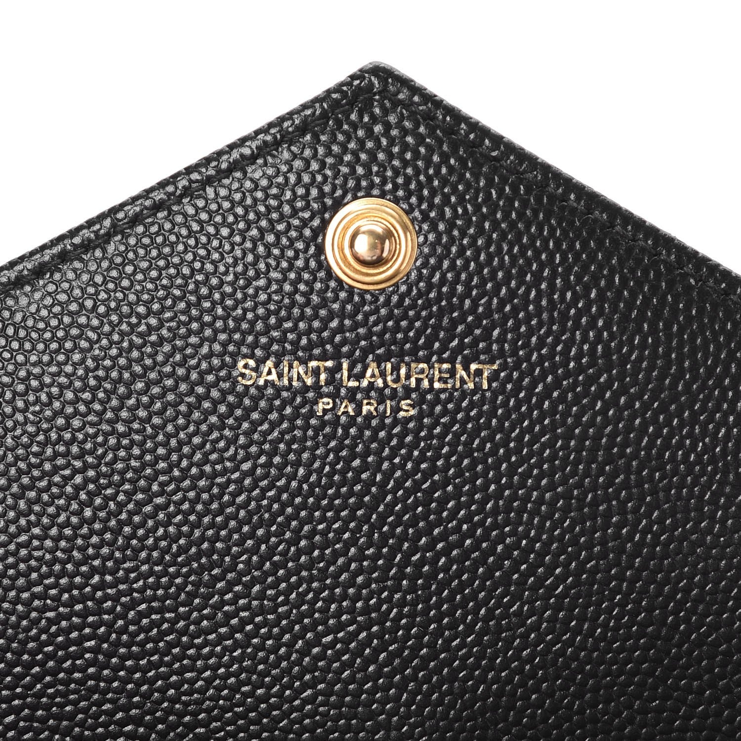 Saint Laurent Grain De Poudre Matelasse Chevron Monogram Envelope Chain Wallet Black 6 of 7