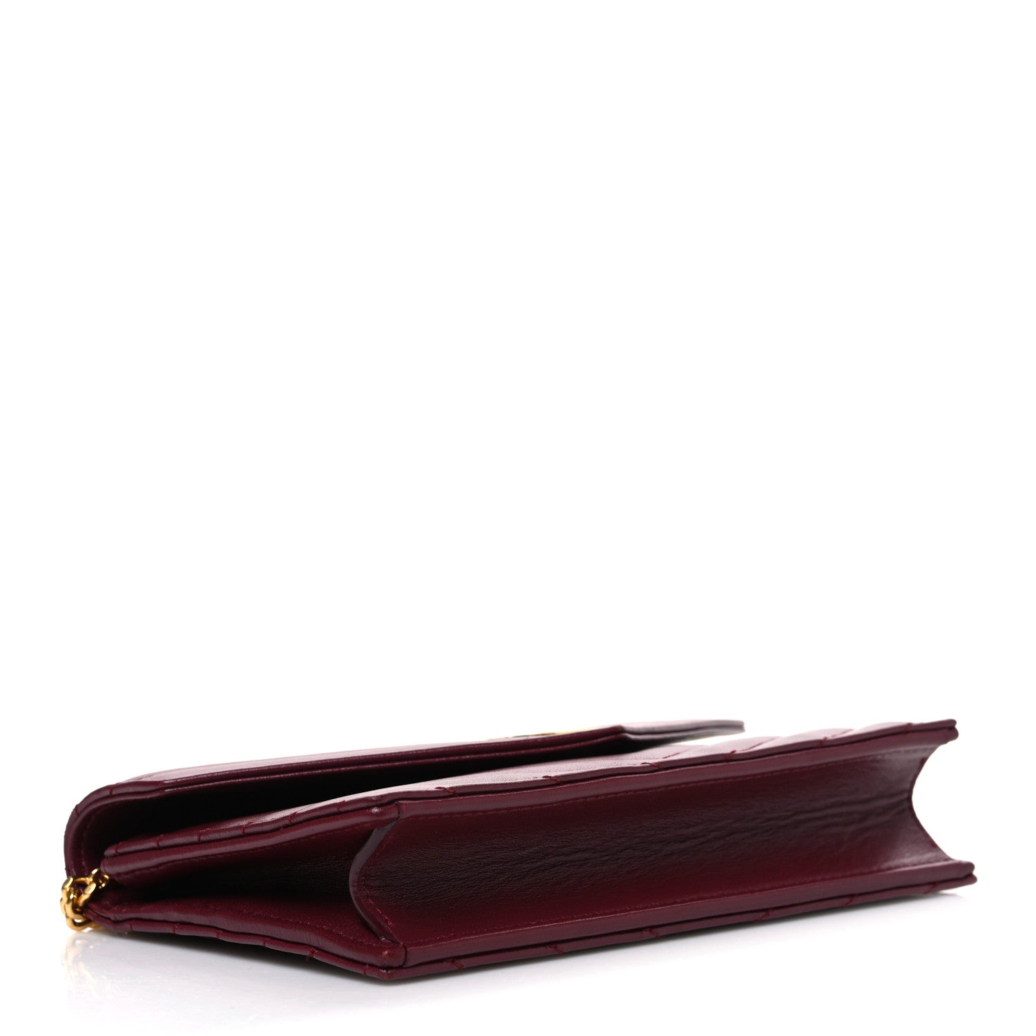 Saint Laurent Calfskin Matelasse Chevron Monogram Envelope Chain Wallet Rouge Merlot 4 of 11