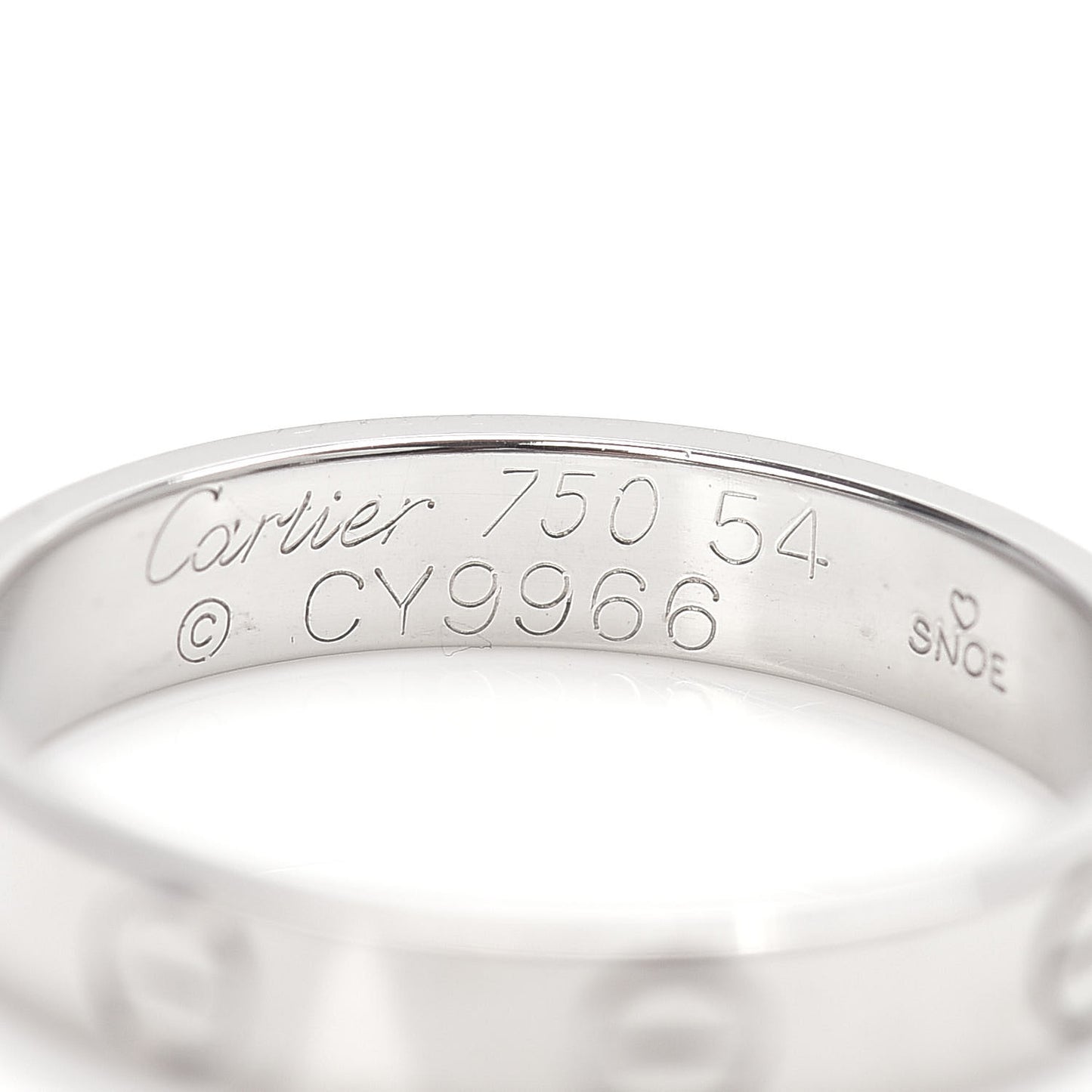 18K White Gold 3.5mm LOVE Wedding Band Ring 54 6.75