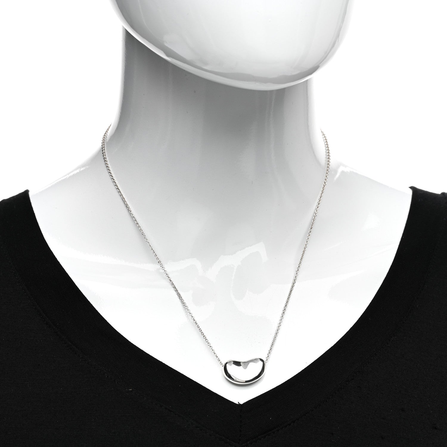 Tiffany Sterling Silver 20mm Elsa Peretti Bean Pendant Necklace 2 of 4