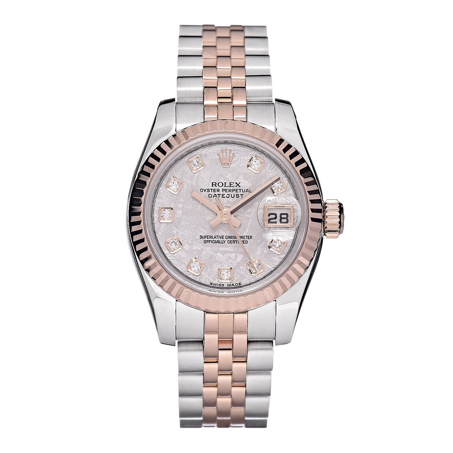 Rolex Stainless Steel 18K Everose Gold Diamond Meteorite 26mm Oyster Perpetual DateJust Watch 179171 1 of 8
