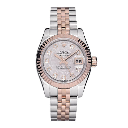 Rolex Stainless Steel 18K Everose Gold Diamond Meteorite 26mm Oyster Perpetual DateJust Watch 179171 1 of 8