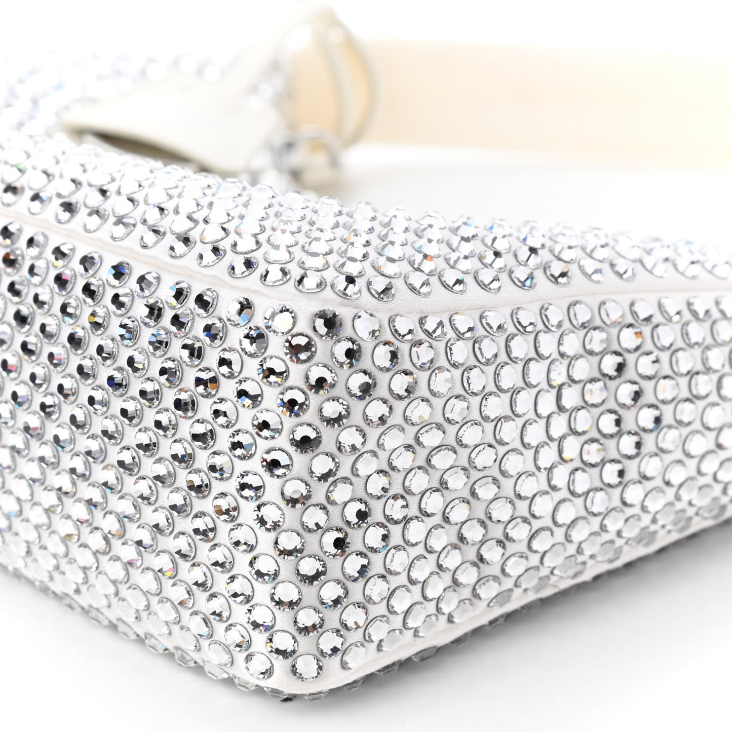 Satin Crystal Mini Re-Edition 2000 Bag White