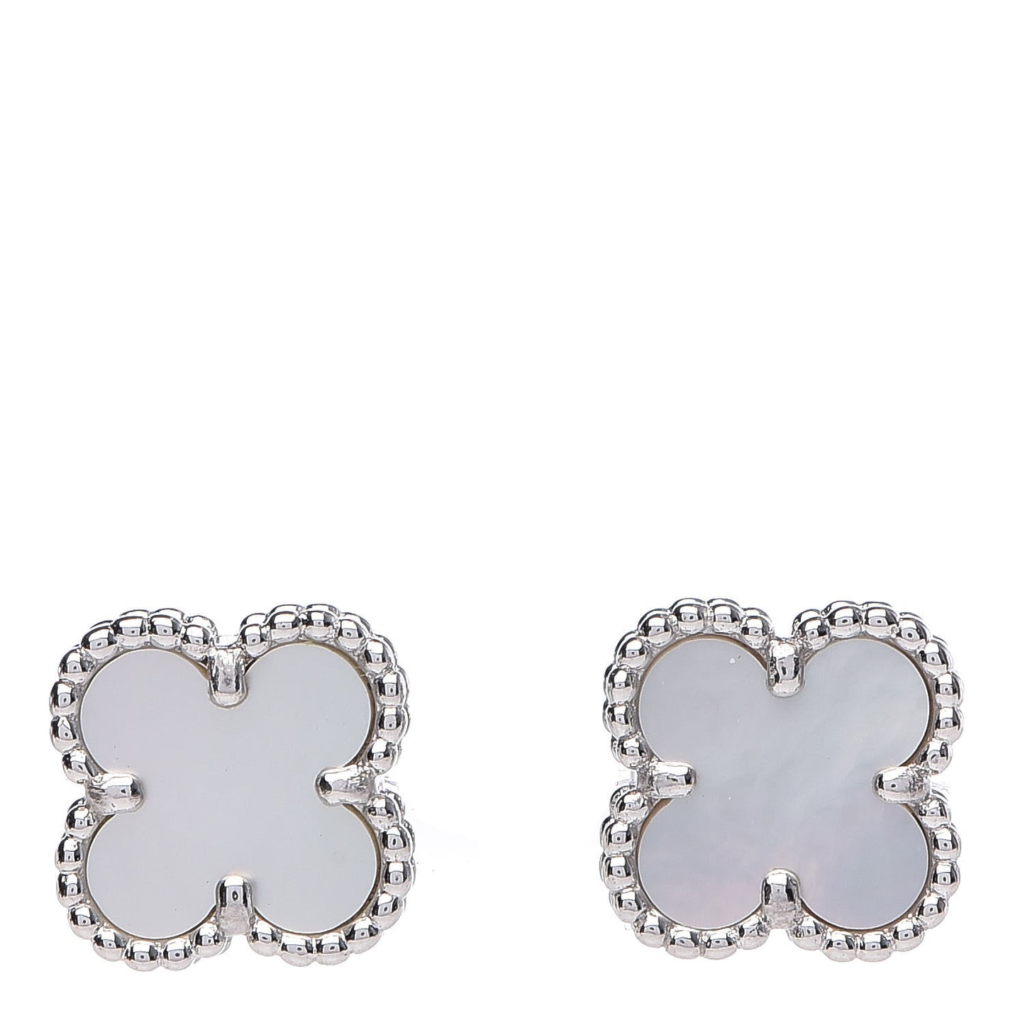18K White Gold Mother of Pearl Sweet Alhambra Earrings