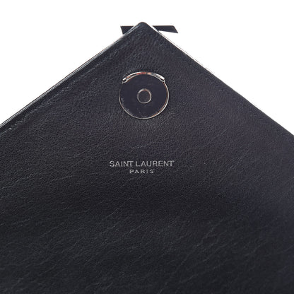 Saint Laurent Sheepskin Matelasse Chevron Monogram Medium College Bag Black 7 of 10