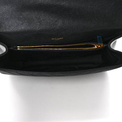 Saint Laurent Sheepskin Matelasse Chevron Monogram Large College Satchel Black 5 of 11